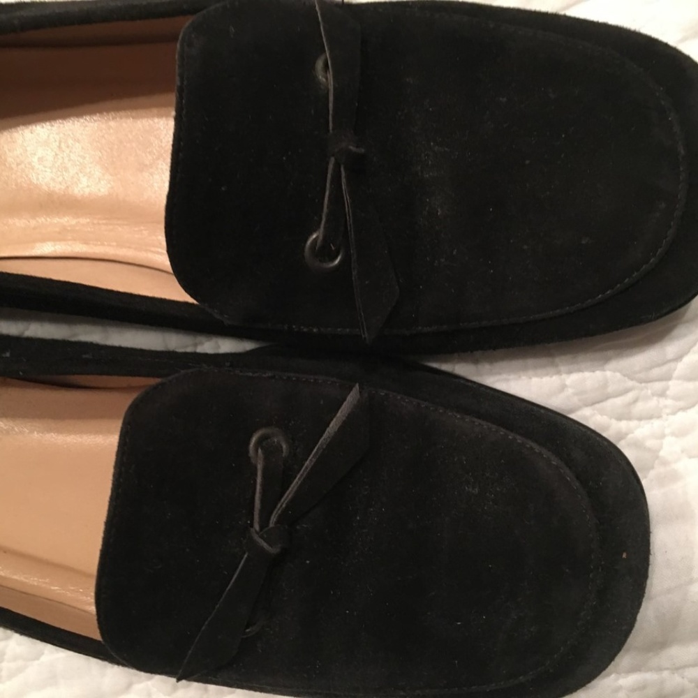women's black suede loafers